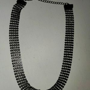 Metal Choker Necklace Gray/Black